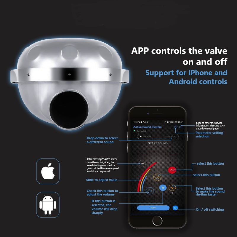 App Control the sound booster exhaust