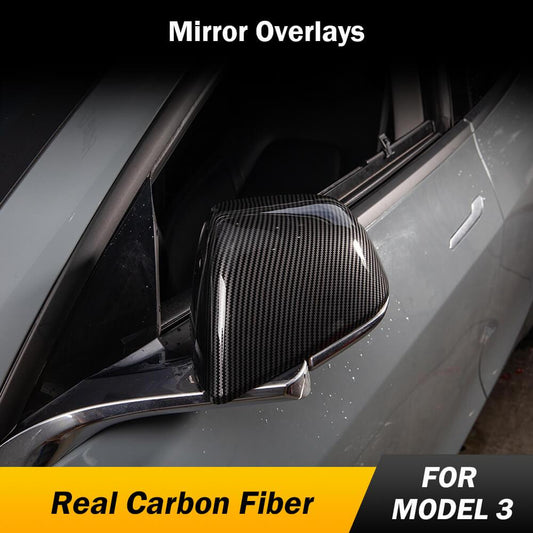 Real Carbon Fiber Mirror Overlays (1 pair) For Model 3 - Tlyard