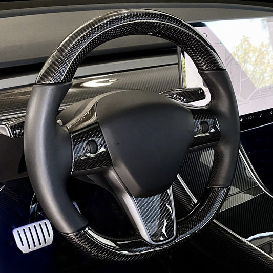 Model 3 / Y Round Carbon Fiber Steering wheel